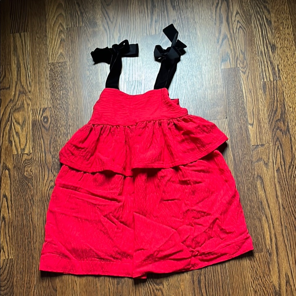 Lindsey Berns Red Dress with Black Straps